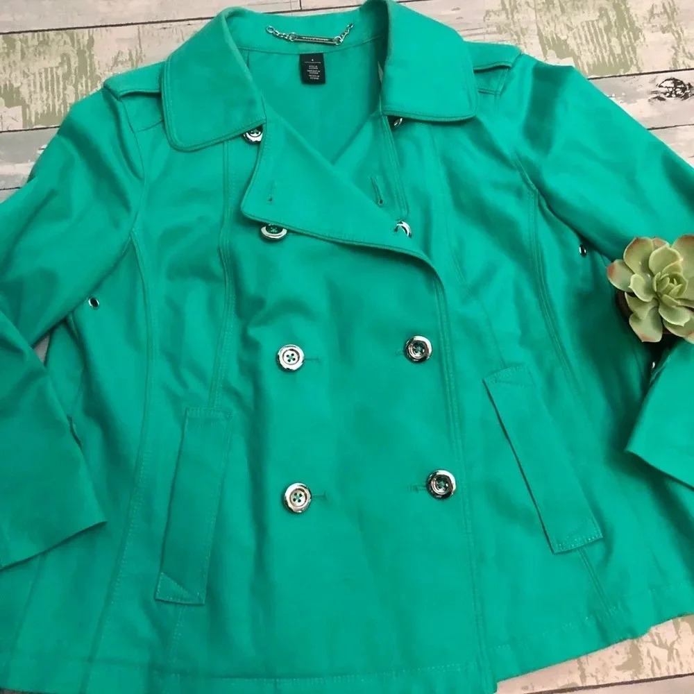 White House Black Market Green Swing Jacket - Picture 5 of 8
